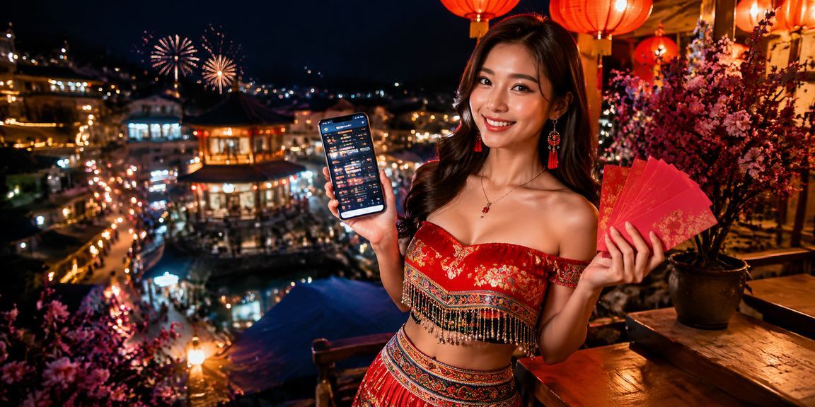 Người dùng tại Sa Pa khám phá giao diện nền tảng trực tuyến vào buổi tối lễ hội